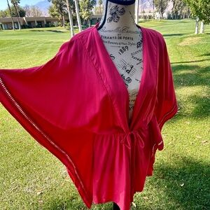 LUXE COACHELLA BOHO! ViX Paula Hermanny Coral Crochet Wrap Tunic XS Festival